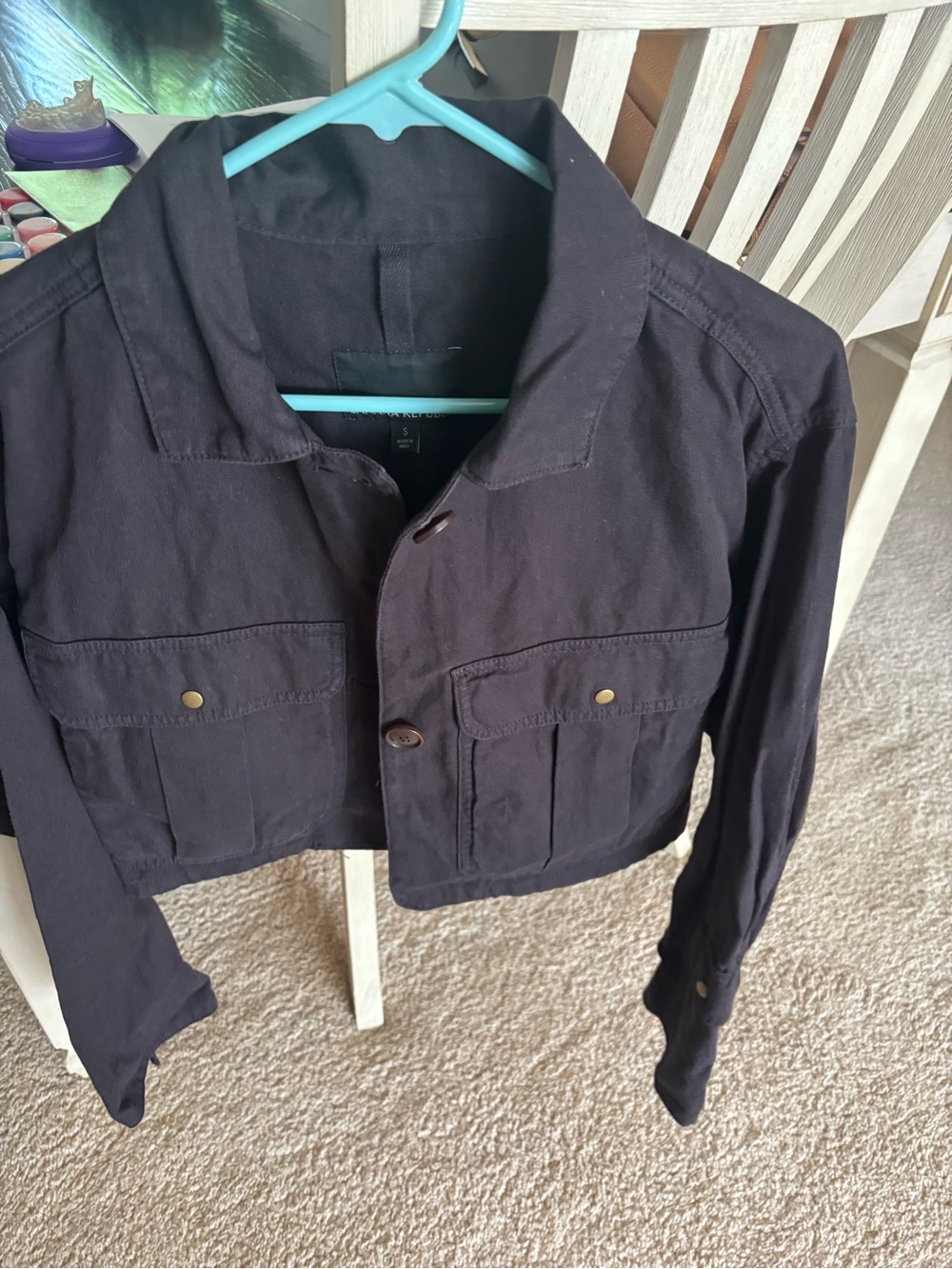 Banana Republic Black Cropped Jean Jacket